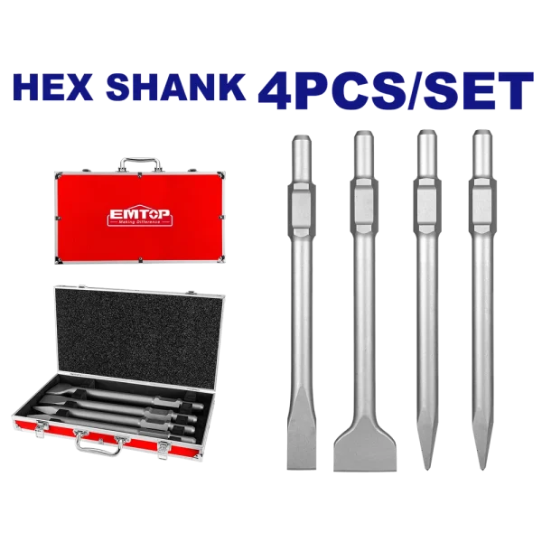 JEU DE 4 BURINS HEX 400 EMTOP ECHS0304375