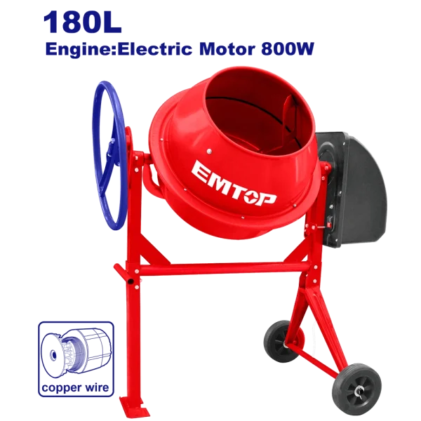BETONNIERE 220V 1,1CV 180L  EMTOP ECMX18011