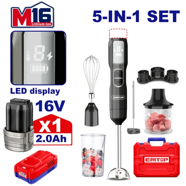 BATTEUR ET MIXEUR 5EN1 16V EMTOP EFN056K