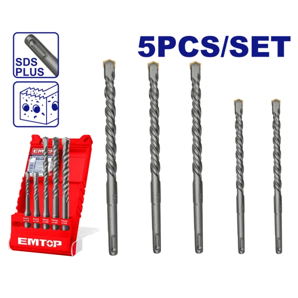 JEU DE 5 MECHES A BETON SDS+ 6-16 EMTOP EHDR12052