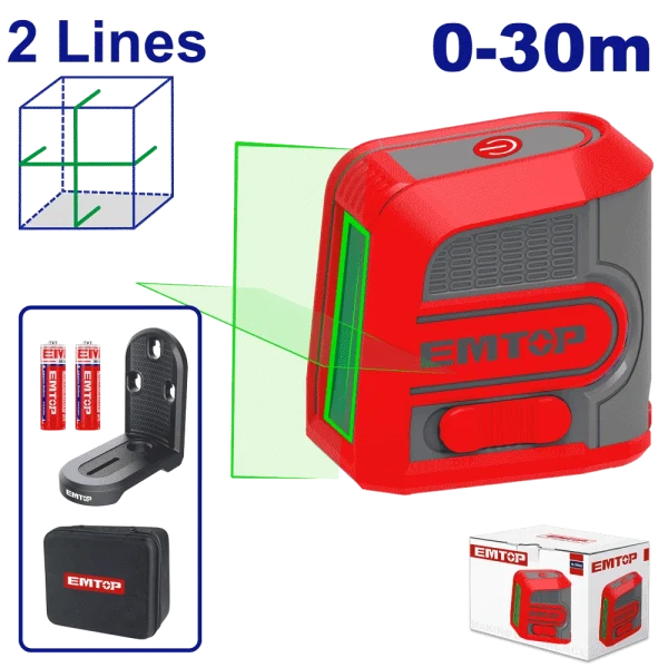 LASER 2 LIGNES VERT 30M EMTOP ESLE2M03