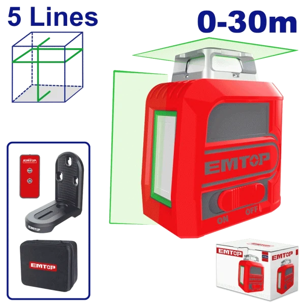 LASER 5 LIGNE VERT 30M EMTOP ESLE2M05