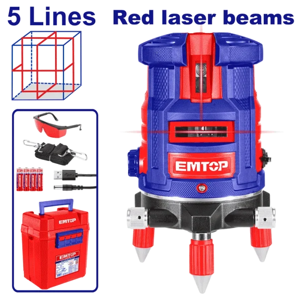 LASER 5 LIGNES ROUGE 30M EMTOP ESLE53001