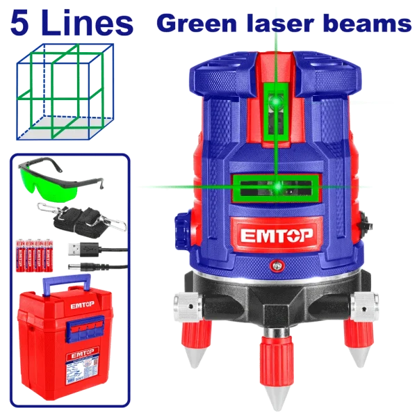 LASER 5 LIGNES VERT 30M EMTOP ESLE53003