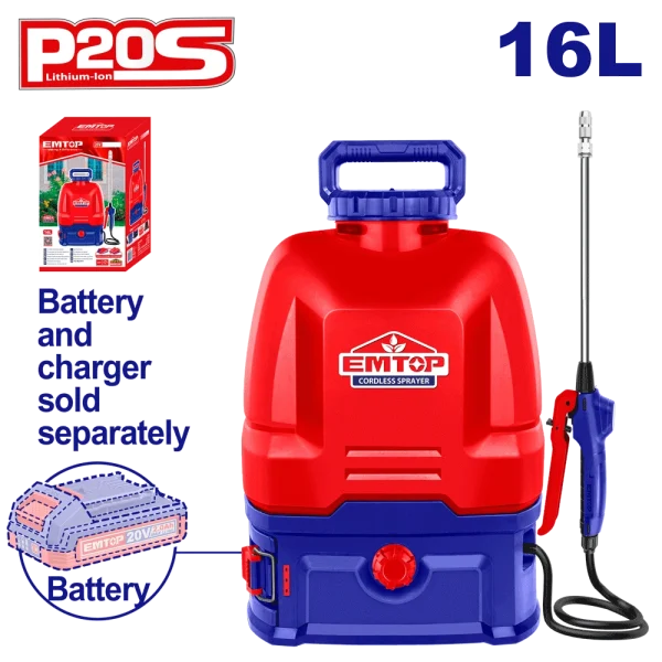 PULVERISATEUR A DOS 16L 5BAR EMTOP ESPLI2016