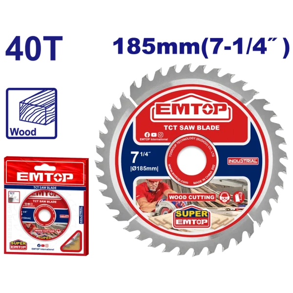 DISQUE BOIS SCIE CIRCUL 185 40T EMTOP ETCT1185152