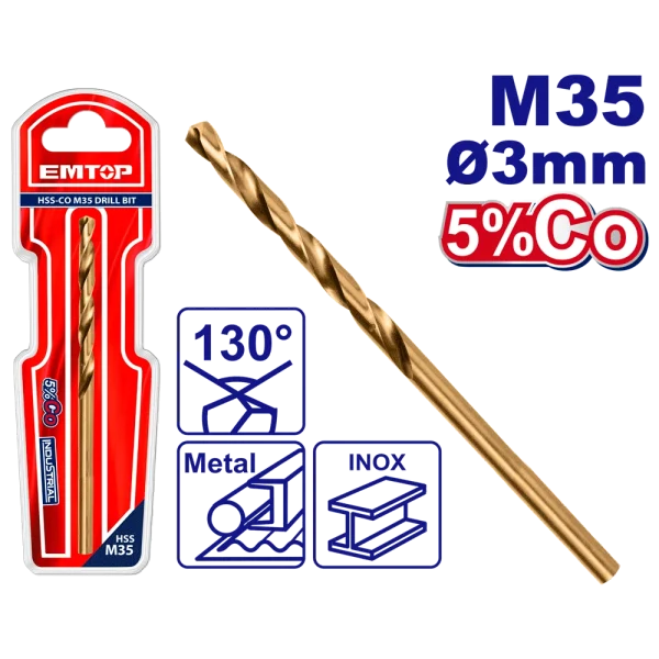 JEU 2 MECHES ACIE M35 HSS Ø 3 MM EMTOP ETDB130301