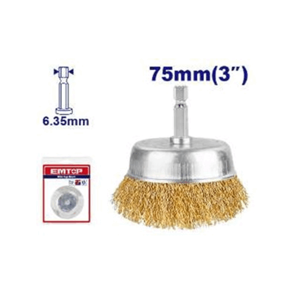 BROSSE METALIQUE AVEC TIGE Ø75MM EMTOP EWCB30751