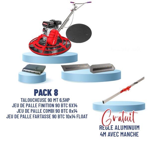Pack 8 : Talocheuse 6.5HP et Accessoires Béton EMTOP